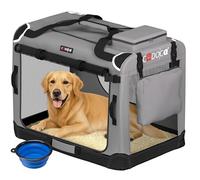 CADOCA Dog Crate Carrier, Car Foldable Travel Cage + Bowl, XXXL Grey