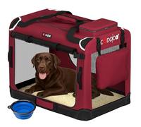 CADOCA® Dog Crate XXL - Fabric Dog Cage Foldable Portable Indoor & Car Travel Pet Carrier for Pets | Lightweight with Mesh Windows | Puppy, Kitten, Dog Carrier, Cat Carrier | 90x60x66cm Dark Red