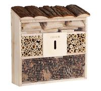 CADOCA® Insect Hotel | 30.5x31x9.5cm | Natural Wooden Bee Hotel | Bug Shelter Garden Nest Box | Wood Nesting House Butterflies Ladybirds Gardening Habitat