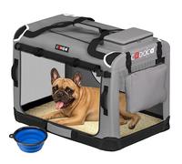 CADOCA® Medium Dog Crate - Fabric | Dog Cage Foldable Portable Indoor & Car Travel Pet Carrier for Pets | Lightweight with Mesh Windows | Puppy, Kitten, Dog, Cat Carrier Light Grey 60x42x44cm