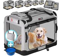 CADOCA® S Dog Crate | 50x35x35cm | Foldable Breathable Car Pet Transport Box | Dog Travel Crate | Robust Pet Vet Holiday Cat Carrier Puppy Kitten Rabbit | Light Grey