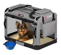 CADOCA® Small Dog Crate - Fabric | Dog Cage Foldable Portable Indoor & Car Travel Pet Carrier for Pets | Lightweight with Mesh Windows | Puppy, Kitten, Dog, Cat Carrier 50×35×35cm Light Grey
