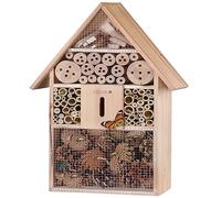 CADOCA® XXL Insect Hotel | 48x31x10cm | Wooden Pitched Roof Garden Bee Hotel | Natural Wood Weatherproof Hanging Bug House Nest Box Nesting Habitat Bees Butterflies Ladybugs Gardening Home