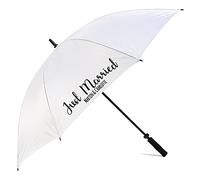Cadogan Gifts Personalised Just Married with Couples First Names or Surname White Wedding Umbrella Parasol