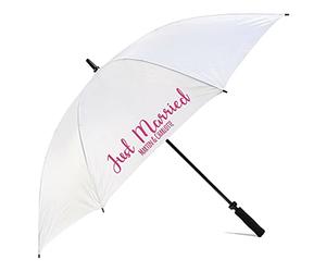 Cadogan Gifts Personalised Just Married with Couples First Names or Surname White Wedding Umbrella Parasol