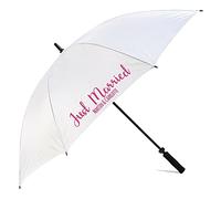 Cadogan Gifts Personalised Just Married with Couples Names White Wedding Umbrella Parasol (Pink)