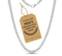 Cadoline 316L Stainless Steel Men Necklace Silver Jewellery 7mm Curb Chain 24 Inch