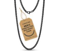 Cadoline Black 316L Stainless Steel Men's Jewellery Wheat Biker Chain Braid Rope 8mm 26 Inch Necklace