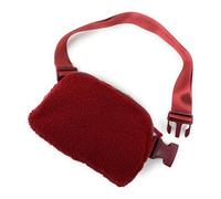 Cadoline Burgundy Wine Plush Teddy Fleece Sherpa Belt Bum Bag Handbag 14 x 20.5 x 5cm