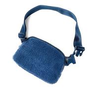 Cadoline Dark Blue Plush Teddy Fleece Sherpa Belt Bum Bag Handbag 14 x 20.5 x 5cm