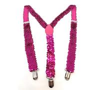 Cadoline Dark Pink Mens Sequin Polyester Fancy Dress Suspenders 100 x 2.5cm