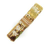 Cadoline Gold Sequin Elasticated Belts For Women Stretch and Gold Buckle Waist Band Corset