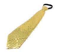 Cadoline Gold Yellow Clip On Tie Mens Sequin Polyester Fancy Dress 38 x 8cm