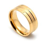 Cadoline Men's Stainless Steel Centre Matt Ring 8mm Gold Size 11