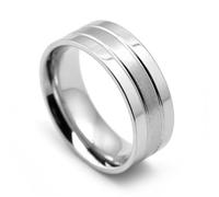 Cadoline Men's Stainless Steel Centre Matt Ring 8mm Silver Size 10