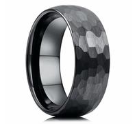 Cadoline Men's Stainless Steel Hammered Matt Ring 8mm Black Size 8