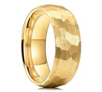 Cadoline Men's Stainless Steel Hammered Matt Ring 8mm Gold Size 10