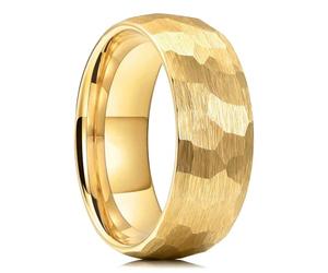 Cadoline Men's Stainless Steel Hammered Matt Ring 8mm Gold Size 9