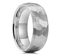 Cadoline Men's Stainless Steel Hammered Matt Ring 8mm Silver Size 11