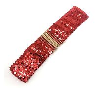 Cadoline Red Waist Belt Women's Sequin With Elastic Stretch and Gold Buckle Waist Band Corset