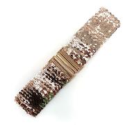 Cadoline Rose Gold Ladies Elasticated Belt Sequin With Stretch and Gold Buckle Waist Band Corset