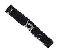 Cadoline Small Slim Sequin Black Sparkly Belts For Women Belt Length/Width 62 x 5cm Elastic Waist Paillette