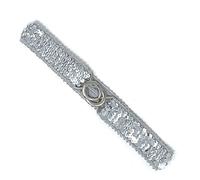 Cadoline Small Slim Sequin Ladies Silver Belt With Silver Trim Belt Length/Width 62 x 5cm Elastic Waist Paillette