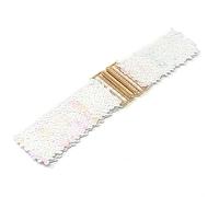 Cadoline White Womens Wide Belt Sequin With Elastic Stretch and Gold Buckle Waist Band Corset