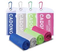CADONO 4 Pack Microfiber Cooling Towels (40"x12") - Stay Cool & Dry During Yoga, Sports, Gym, Camping & More. Instant Cooling for Neck & Face, Quick-Drying & Sweat Absorbent