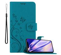 cadorabo Book Case compatible with Apple iPhone 13 in FLORAL BLUE - Cover in Flower Design with Magnetic Closure, Stand Function and 3 Card Slots - Wallet Etui Pouch PU Leather Flip