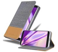 cadorabo Book Case works with Alcatel 3X (nicht für 2019) in LIGHT GREY BROWN - with Magnetic Closure, Stand Function and Card Slot - Wallet Etui Cover Pouch PU Leather Flip