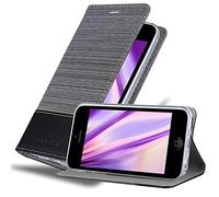 cadorabo Book Case works with Apple iPhone 5C in GREY BLACK - with Magnetic Closure, Stand Function and Card Slot - Wallet Etui Cover Pouch PU Leather Flip