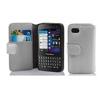 cadorabo Book Case works with Blackberry Q5 in SNOW WHITE - with Stand Function and Card Slot made of Structured Faux Leather - Wallet Etui Cover Pouch PU Leather Flip
