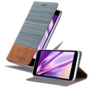 cadorabo Book Case works with BQ Aquaris U Plus in LIGHT GREY BROWN - with Magnetic Closure, Stand Function and Card Slot - Wallet Etui Cover Pouch PU Leather Flip