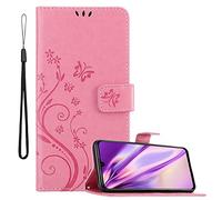 cadorabo Book Case works with Honor 20 LITE in FLORAL PINK - Cover in Flower Design with Magnetic Closure, Stand Function and 3 Card Slots - Wallet Etui Pouch PU Leather Flip