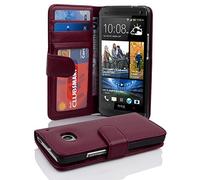 cadorabo Book Case works with HTC ONE M7 (1. Gen.) in BORDEAUX PURPLE - with Magnetic Closure and 3 Card Slots - Wallet Etui Cover Pouch PU Leather Flip