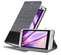 cadorabo Book Case works with HTC ONE M7 in GREY BLACK - with Magnetic Closure, Stand Function and Card Slot - Wallet Etui Cover Pouch PU Leather Flip