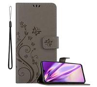 cadorabo Book Case works with Huawei P30 LITE in FLORAL GREY - Cover in Flower Design with Magnetic Closure, Stand Function and 3 Card Slots - Wallet Etui Pouch PU Leather Flip