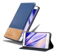 cadorabo Book Case works with Huawei P9 LITE in DARK BLUE BROWN - with Magnetic Closure, Stand Function and Card Slot - Wallet Etui Cover Pouch PU Leather Flip