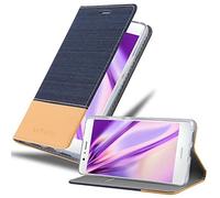 cadorabo Book Case works with Huawei P9 LITE in DARK BLUE BROWN - with Magnetic Closure, Stand Function and Card Slot - Wallet Etui Cover Pouch PU Leather Flip