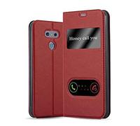 cadorabo Book Case works with LG G6 in SAFFRON RED - with Magnetic Closure, 2 Viewing Windows and Stand Function - Wallet Etui Cover Pouch PU Leather Flip
