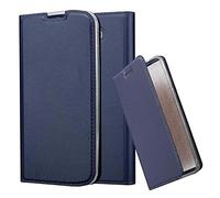 cadorabo Book Case works with LG K10 2016 in CLASSY DARK BLUE - with Magnetic Closure, Stand Function and Card Slot - Wallet Etui Cover Pouch PU Leather Flip