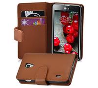 cadorabo Book Case works with LG OPTIMUS L7 II in SADDLE BROWN - with Stand Function and Card Slot made of Structured Faux Leather - Wallet Etui Cover Pouch PU Leather Flip