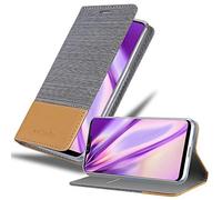 cadorabo Book Case works with LG V50 in LIGHT GREY BROWN - with Magnetic Closure, Stand Function and Card Slot - Wallet Etui Cover Pouch PU Leather Flip