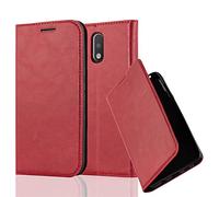 cadorabo Book Case works with Motorola MOTO G4 / G4 PLUS in APPLE RED - with Magnetic Closure, Stand Function and Card Slot - Wallet Etui Cover Pouch PU Leather Flip