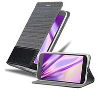 cadorabo Book Case works with Motorola MOTO G4 / MOTO G4 PLUS in GREY BLACK - with Magnetic Closure, Stand Function and Card Slot - Wallet Etui Cover Pouch PU Leather Flip