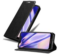 cadorabo Book Case works with Motorola MOTO G7 PLAY in NIGHT BLACK - with Magnetic Closure, Stand Function and Card Slot - Wallet Etui Cover Pouch PU Leather Flip