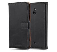 cadorabo Book Case works with Nokia Lumia 1320 in GRAPHITE BLACK - with Magnetic Closure, Stand Function and Card Slot - Wallet Etui Cover Pouch PU Leather Flip