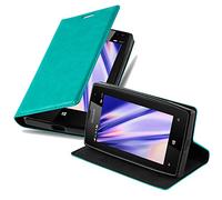 cadorabo Book Case works with Nokia Lumia 435 in PETROL TURQUOISE - with Magnetic Closure, Stand Function and Card Slot - Wallet Etui Cover Pouch PU Leather Flip