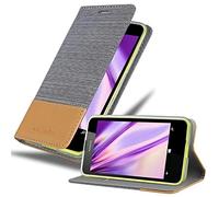 cadorabo Book Case works with Nokia Lumia 630 in LIGHT GREY BROWN - with Magnetic Closure, Stand Function and Card Slot - Wallet Etui Cover Pouch PU Leather Flip